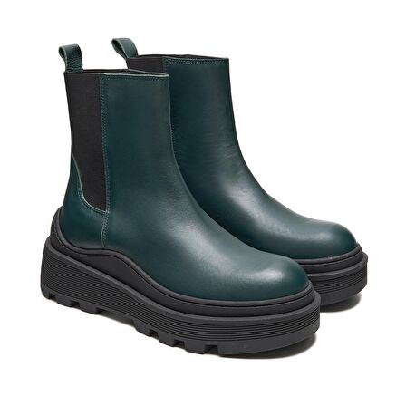 Desa Ninny Haki Kadın Deri Chelsea Bot