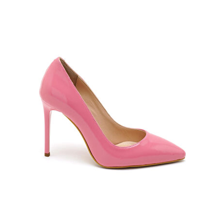 Amada Pembe Kadın Rugan Deri Stiletto