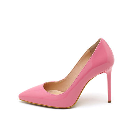 Amada Pembe Kadın Rugan Deri Stiletto