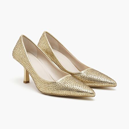 Gold Kadın Taşlı Abiye Stiletto