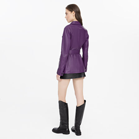 Aloha Mor Kadın Deri Ceket