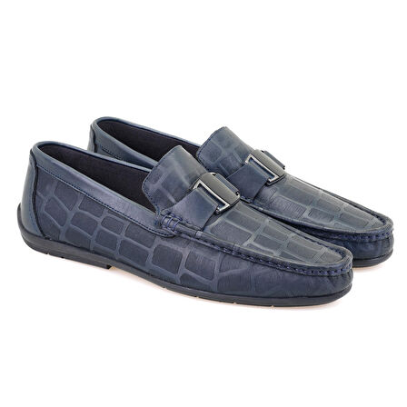 Chevi Lacivert Erkek Deri Loafer