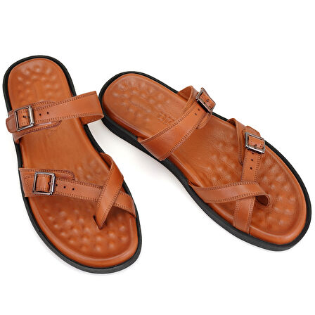 Essence Taba Erkek Ayarlanabilir Tokalı Deri Terlik