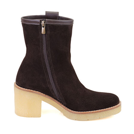 Loza Kahve Kadın Topuklu Süet Deri Bot