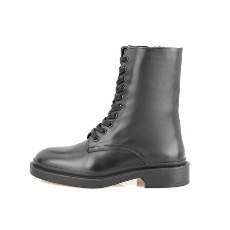 Juan Siyah Kadın Fermuarlı Deri Bot