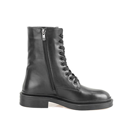 Juan Siyah Kadın Fermuarlı Deri Bot