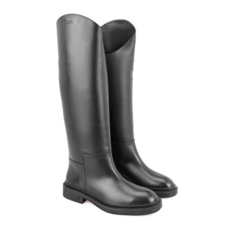 Rebeca Siyah Kadın Deri Binici Çizmesi