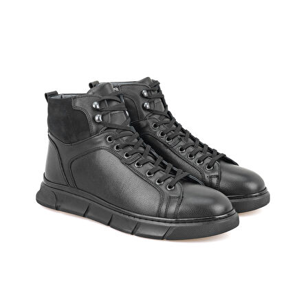 Axel Siyah Erkek Fermuarlı Deri Bot