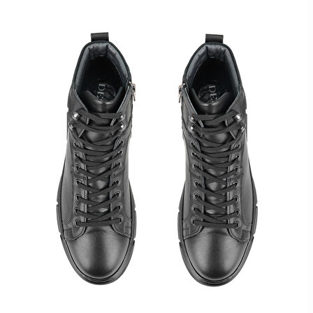 Axel Siyah Erkek Fermuarlı Deri Bot