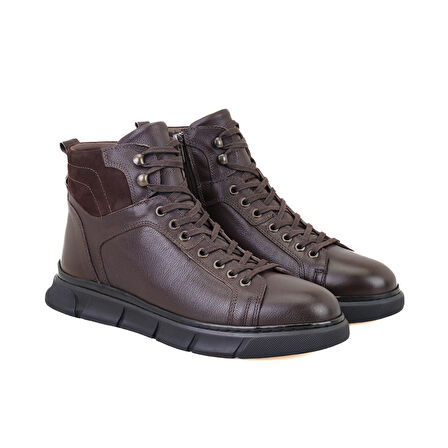 Axel Kahve Erkek Fermuarlı Deri Bot