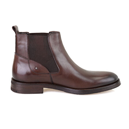 Pravin Kahve Erkek Lastikli Deri Chelsea Bot