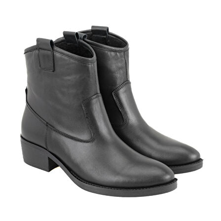 Vaveyla Siyah Kadın Deri Bot