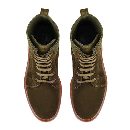 Kadın Yeşil Bağcıklı Süet Deri Postal Bot