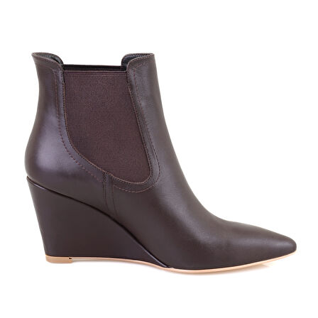 Azalea Kahve Kadın Lastikli Topuklu Deri Bot