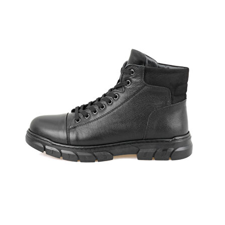 Johnny Siyah Erkek Fermuarlı Deri Bot