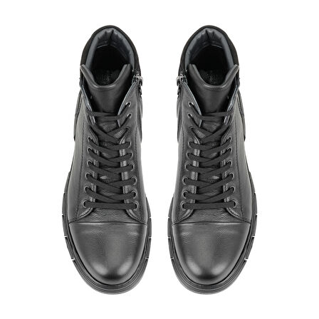 Johnny Siyah Erkek Fermuarlı Deri Bot