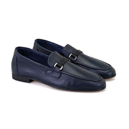 Drake Lacivert Erkek Deri Loafer