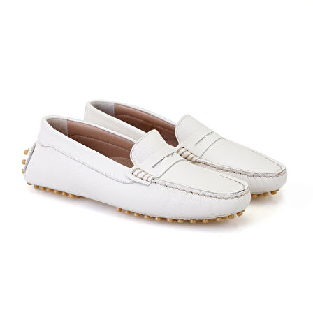 Vanessa Beyaz Kadın Deri Loafer