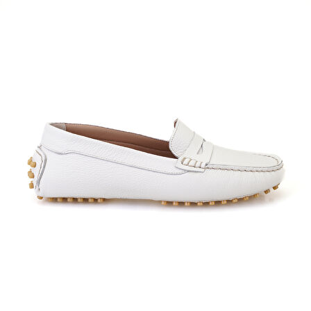 Vanessa Beyaz Kadın Deri Loafer