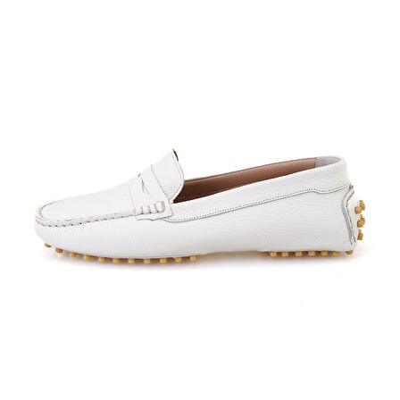 Vanessa Beyaz Kadın Deri Loafer