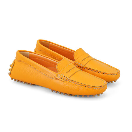 Vanessa Turuncu Kadın Deri Loafer