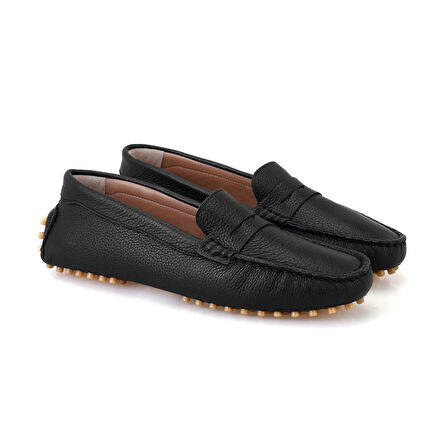 Glenda Siyah Kadın Deri Loafer