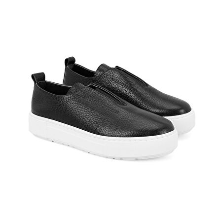 Kadın Siyah Deri Spor Ayakkabı