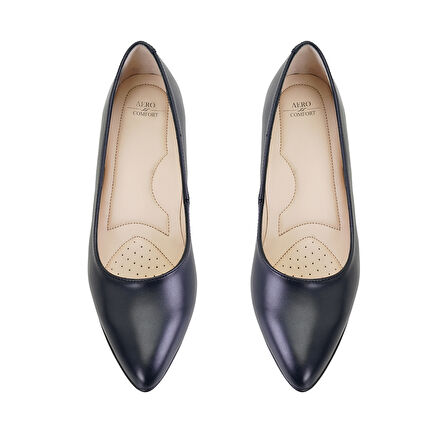 Devyn Lacivert Kadın Aerocomfort Topuklu Deri Klasik Ayakkabı