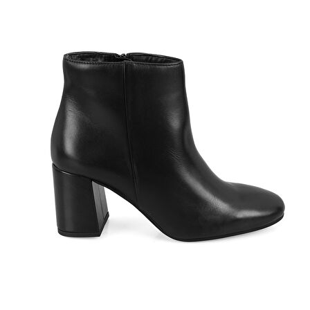 Mariv Siyah Kadın Fermuarlı Topuklu Deri Bot