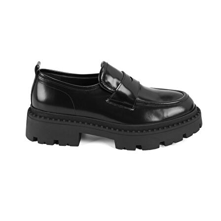 Nayeli Siyah Deri Loafer