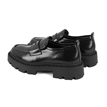 Nayeli Siyah Deri Loafer