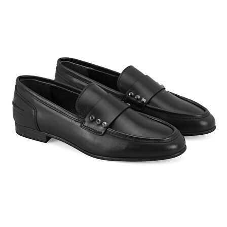 Tierra Siyah Kadın Deri Loafer
