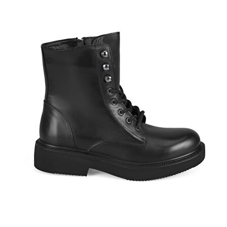 Kenia Siyah Kadın Fermuarlı Deri Bot