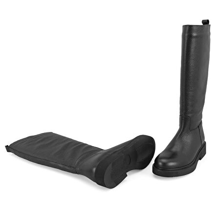 Kadın Siyah Deri Çizme