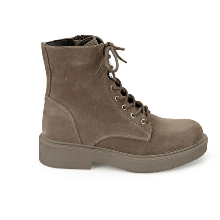 Kadın Kahve Fermuarlı Süet Deri Bot