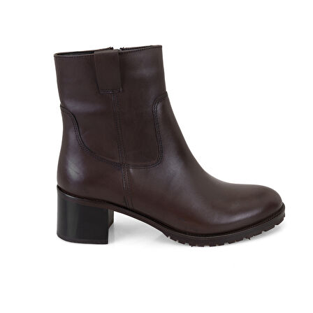 Kadın Kahve Topuklu Deri Bot