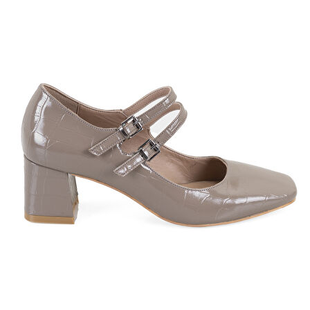 Kadın Bej Mary Jane Deri Klasik Ayakkabı