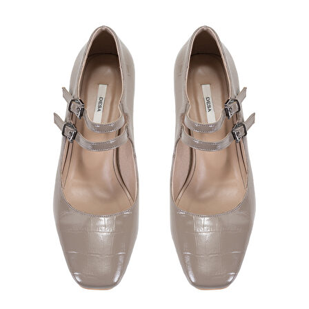 Kadın Bej Mary Jane Deri Klasik Ayakkabı