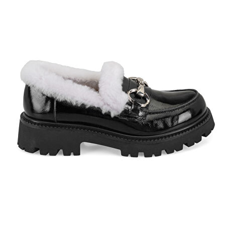 Kathy Siyah Kadın Toka Aksesuarlı Deri Loafer