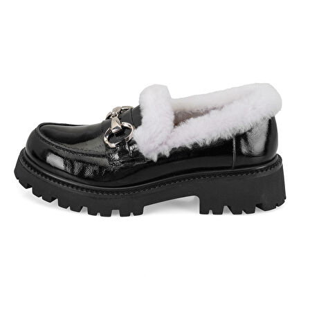 Kathy Siyah Kadın Toka Aksesuarlı Deri Loafer