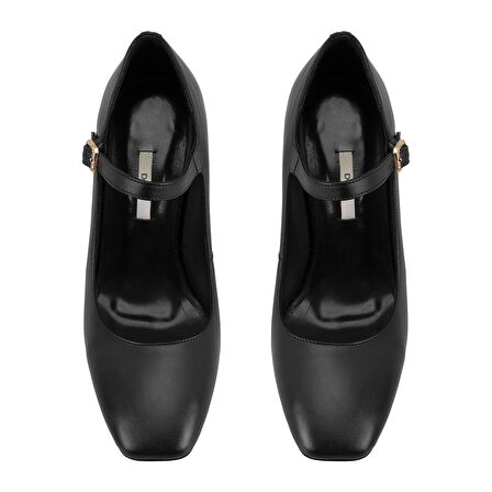 Loran Siyah Kadın Klasik Topuklu Deri Ayakkabı