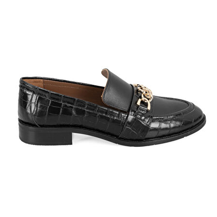 Minerva Siyah Kadın Günlük Deri Loafer