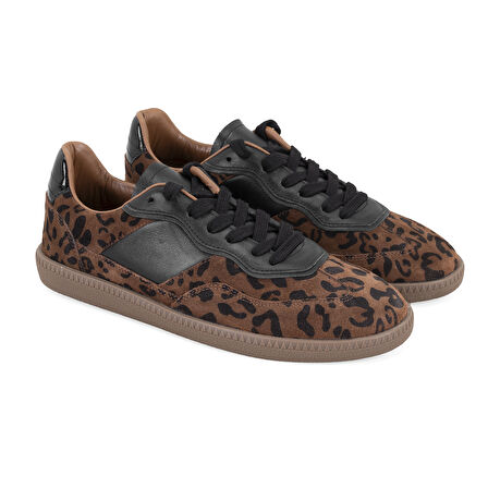 Kevin Leopar Baskılı Kadın Deri Sneaker
