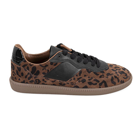 Kevin Leopar Baskılı Kadın Deri Sneaker