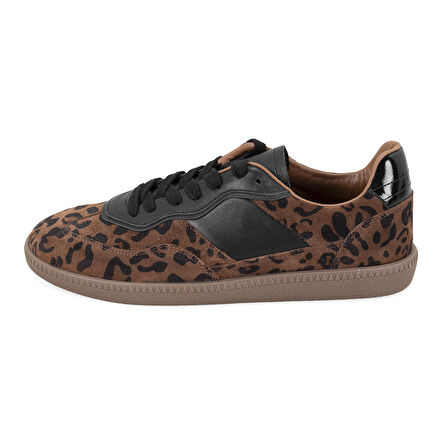 Kevin Leopar Baskılı Kadın Deri Sneaker