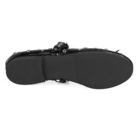 Kadın Siyah Mary Jane Deri Babet