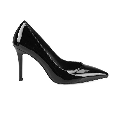 Kadın Siyah Topuklu Deri Stiletto