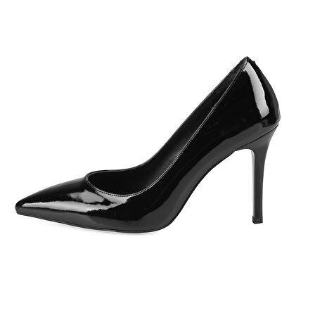 Kadın Siyah Topuklu Deri Stiletto