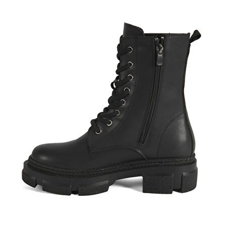 Kadın Siyah Fermuarlı Bot