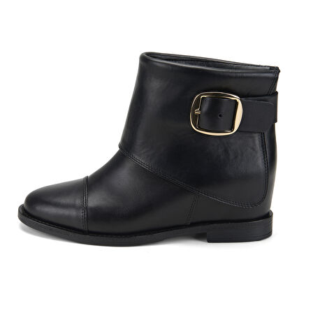 Deny Siyah Kadın Gizli Topuklu Deri Bot